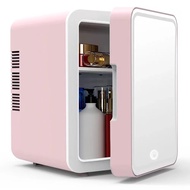 4L Mini Mirror Fridge, Beauty Makeup Skincare Refrigerator, AC/DC Heated Cooling Beauty Refrigerator