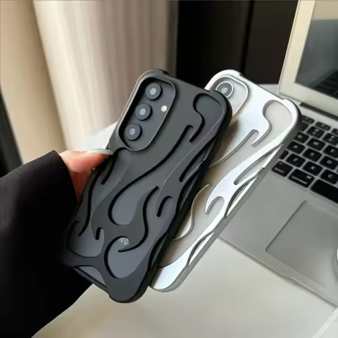 3D Hollow Flame Pattern Case For Samsung A56 5G A55 A54 A36 A26 A16 A15 A14 A06 S25 Ultra S24 S22 S2