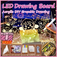【Ship 24H】LED Drawing Board Luminous Writing Board Message Board Drawing Board For Kid Acrylic Erasa