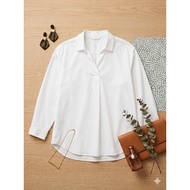 Uniqlo Rayon Skipper Collar 3/4 Sleeve Blouse - pre-loved