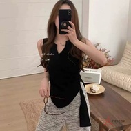 V-neck Cross Knot Sleeveless Sweater - Summer Slim Fit
