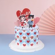 New 520 Valentine's Day Wedding Anniversary Baking Cake Decoration Hot Stamping Edge Mouse Ear Coupl