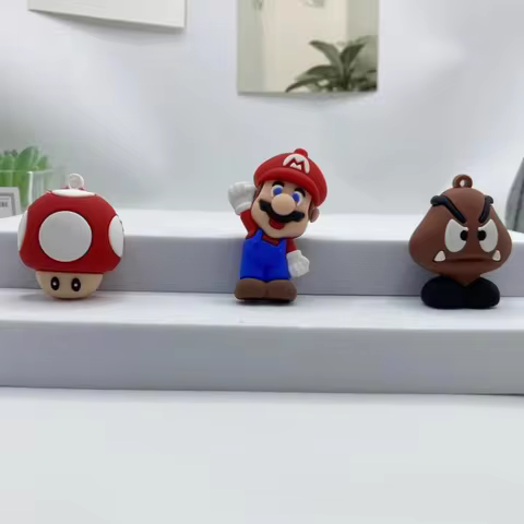 Kawaii Cartoon Mario Keychain Pendant Hanging Ornament Small Charm for Car Keys Handbag Backpack Dec