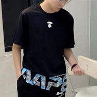[Original] AAPE Men T shirt Trendy Letter Printed Cotton Round Neck Men Short Sleeve Baju-T Lelaki A