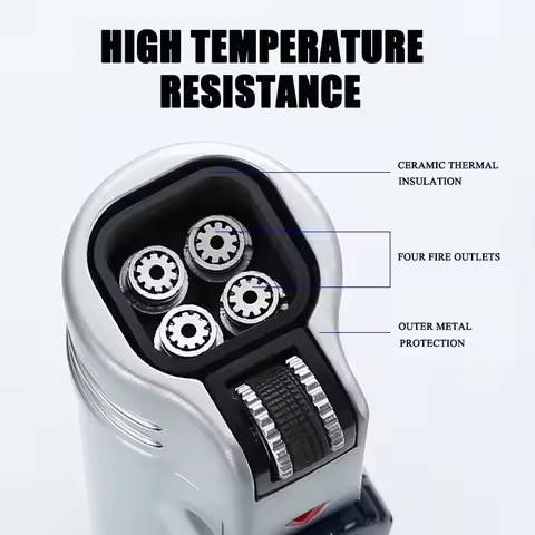 JOBON Inflatable 4 Torch Jet Windproof Lighter Metal Grinding Wheel Flint Lighter Gas Butane Inflata