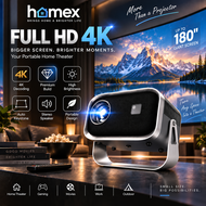 Homex 360°Adjustable Stand  Mini Portable Projector 1080P FHD With 5G WiFi and Bluetooth 15000 Lumen
