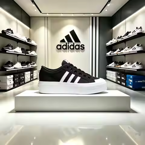 Adidas Originals Nizza Platform Durable Non-Slip Canvas Shoes Low-Top Sneakers Women's White/Black F