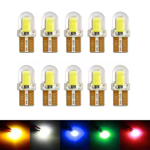 10PCS T10 W5W BULB 12V LED License Plate Lamp COB T10 LED Canbus Clearance Lamp Led Parking Lights A