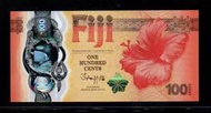 【低價外鈔】斐濟 2023 年 100CENT 塑膠鈔一枚 龍年紀念鈔 漂亮新發行~