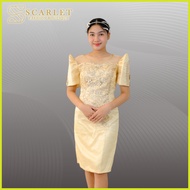 ☍ ☂ ✭ Modern filipiniana dress with 3D patching lace Woman Dress Formal dress for woman