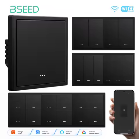 BSEED E Series Smart WIFI Light Switch 1/2/3/4Gang Smart Click Button Switch For Stairs Plastic Fram