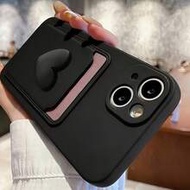 1pc Creative Cute Heart-Shaped Liquid Silicone Phone Case With Card Slot, Random Delivery Of 2 Types