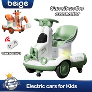 Beige Children Kid Excavator Toy Car Ride On With Music And Light Excavator Toys 玩具车挖掘机