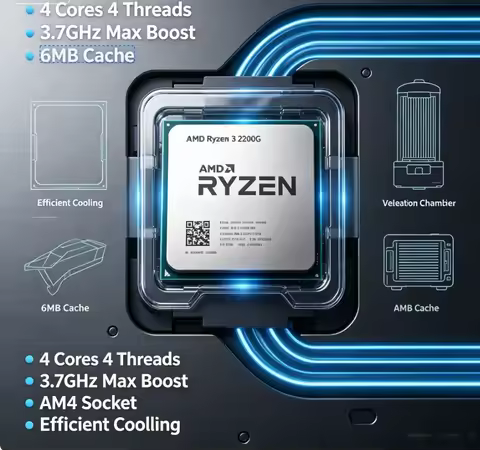AMD Ryzen 3 2200G R3 2200G 4 Cores 4 Threads 3.5GHz Socket AM4 DDR4 Desktop CPU for PC Build Upgrade