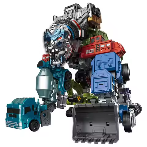 LIJIANG 7 IN 1 New Transformation Toys 40cm Devastator Action Figures Movie Excavator Hook Robot Eng