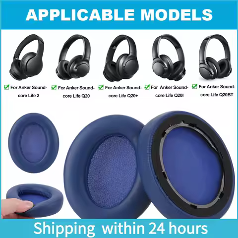 1 Pair Replacement Ear Pads Cushions Memory Foam Earmuffs Protein Leather for Anker for Soundcore Li