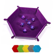 Foldable Dice Tray Box PU Leather Folding Hexagon Coin Square Tray Dice Game 6 Colors
