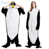 PEARLTH Stitched Warm Full Body Home Jumpsuit, Polyester Black + White  Flannel One-piece Pajamas, S