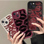 Lip Printed Case Cover For IPhone 16 15 14 Pro Max 14 Plus 16E Casing Matte Silicone Retro Creative 