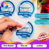 Print INC 9-15 Sticker Label Packaging Vinyl Food Sticker Waterproof Frozen Food Free Logo Design