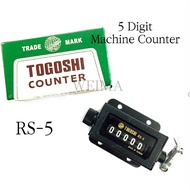 TOGOSHI RS-5 Counter Mechanical Hand Tally Counter Machine 5 Digit Counting Count Number