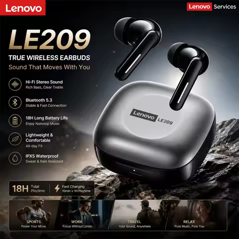 New Lenovo LE209 Wireless Bluetooth Earphone ANC Noise Reduction HiFi Music Bluetooth Headphone 30H 