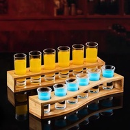 Bar Strategy Shot Glass Set Creative Bamboo Wood Rack for One-Sip Tequila B52
