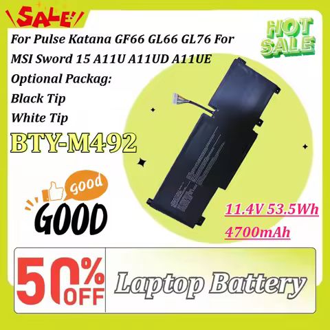 High-Capacity BTY-M492 11.4V 4700mAh 53.5Wh Laptop Battery for Pulse Katana GF66 GL66 GL76 for MSI S