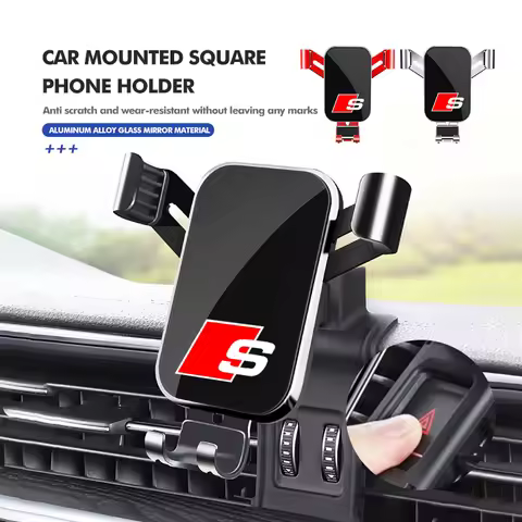 For Audi Gravity Car Logo Phone Holder Air Vent Clip Mount GPS Stand Quattro TT RS Sline ABT 2.0 3.0