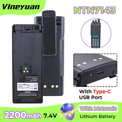 NEW NTN7143 2200mAh Type-C USB Rechargeable Li-ion Battery for Motorola GP900 HT1000 MT2000 JT1000 P