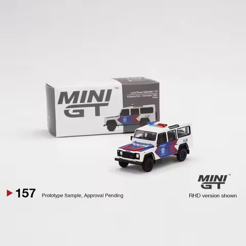 MINI GT 1:64 Indonesian police car version Land Rover 110 Defender off-road alloy die-cast miniature
