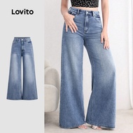Lovito Casual Jeans Pocket Washed All Seasons Blue Jeans for Women L149ED547 Lovito Seluar Jeans Kas