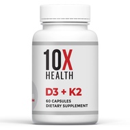 10X Health Vitamin D3 K2 - Loaded with 125 mcg Vitamin D and 90 mcg Vitamin K (Menaquinone 7) - D3 a