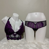 34DDD (fits 36DD) BEYOND SEXY Deep Plunge Push-up Bra/Medium Brazilian — LA SENZA Set (FOLDED CUPS)