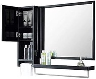 Lighted Vanity Mirror Stylish HD Special Mirror Stainless Steel Bathroom Bright Black Bathroom Wall Hanging With Shelf Side Cabinet Side Cabinet Black Silk 95x60 1# Special for Live broadcast FF0406