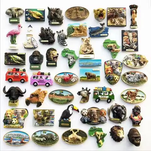 South Africa Big 5 Magnetic Fridge Sticker South Africa's Geographical Travel Souvenir Elephant Lion