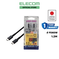 ELECOM MPA-CCS Series PD60W Type C to C CABLE CERTIFIED - 1.2M (Black/White/Red)