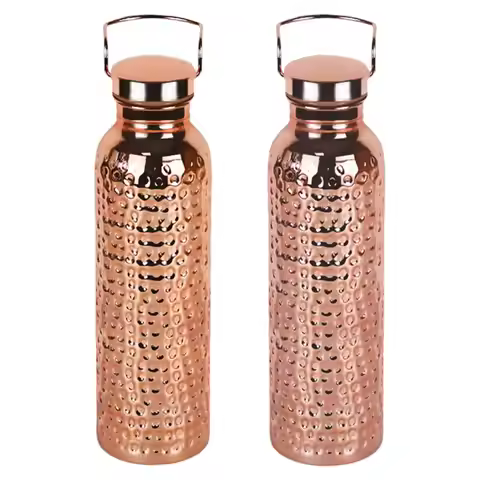 Pure Copper Water Bottle 800ml Portable Stainless Steel Insulated Drinkware Copper Bottle for Drinki