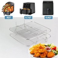 Stainless Steel Air Fryer Pot Double Layer Rack Roasting Rack Versatile Square Roasting Grill Air Fr