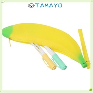 TAMAYO Banana Zero Wallet, Yellow Banana Shape Silicone Pen Bag, Multifunctional 2.36*7.87 Inch Sili