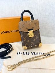 LV CAMERA BOX 鎖扣鏈條 盒子包 手機包 棕色