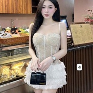 Luxurious lady's dress, super luxurious two-piece strapless dress with big bow 333(Z6) Min