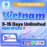 Vietnam eSIM 🇻🇳 3-15 Days Daily 500MB-1-2G Unlimited Data Instant Email Delivery High Speed Data SIM