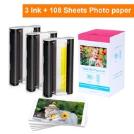 4"x6" Ink Cartridges Photo Paper Compatible for Canon Selphy CP1500 CP1300 CP1200 Paper KP-108IN 3 Ink Cartridges 108 Photo Paper Set for CP1500 CP1200 CP1000 Photo Printer