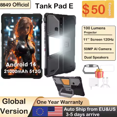 8849 TANK PAD E Unihertz Rugged Projector Tablet Android 14 Smartphone 10.95 inch 120Hz 24GB 512G 21