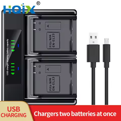 HQIX for Nikon S810C P900S P610S P600 B700 Camera EN-EL23 Dual Charger Battery