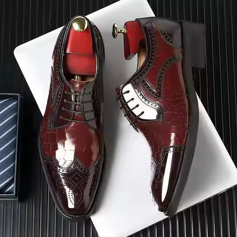 Men casual leather shoes business oxford shoes men brogue formal shoes genuine leather formal men br