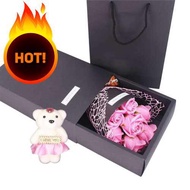 7PCS Soap Rose Flower Gift Box Artificial Flowers Scented Forever Soap Rose Flower Bouquet PresentMo