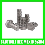 Hex Bolt m6x10 Stainless Hex Bolt M6 x 10 mm SS304 hexagon Bolt M6x10 SUS 304