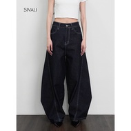 SIVALI Dune Barrel Jeans - Women's Premium Highwaist Low Waist Wide Leg Cut Korean Look Casual Jeans